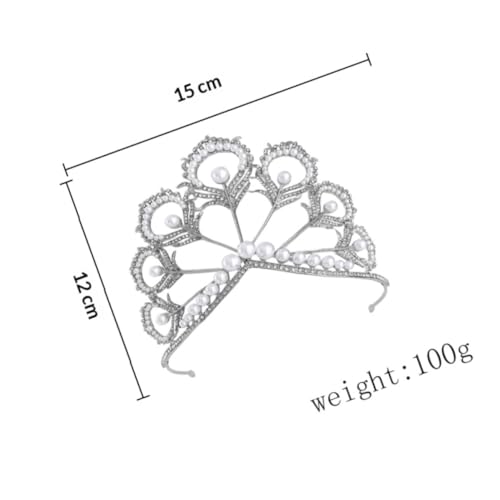 Corona de boda accesorio cabello novia plateado tiara con perlas 2