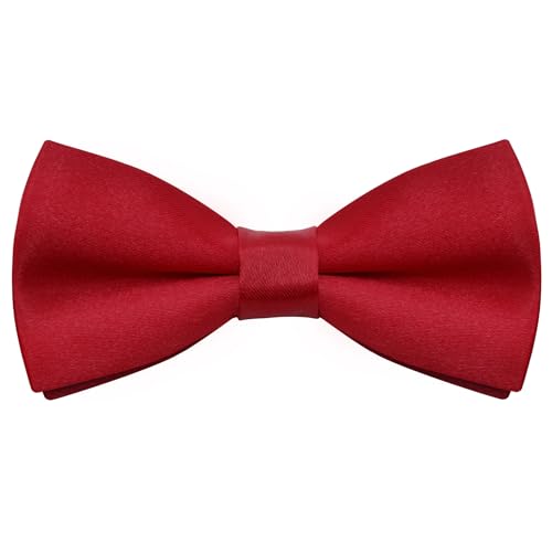 Bskifnn Kids Bow Ties Solid Color Satin Bow Tie for Child Boys Toddlers Wedding Party Dress up (Red kids)