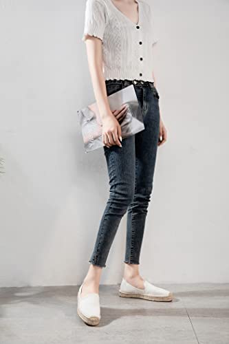 Image of Women's Classic Slip on Flat Shoes Casual Cap-Toe Platform Simple Espadrille Canvas Loafers