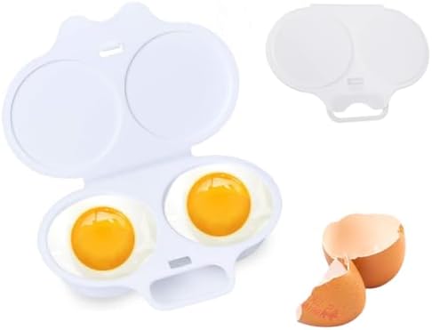 Microwave Egg Poacher, Reusable Poached Maker Cooker Covered,Double Cups Boiler Breakfast Cookware for Kitchen Gadgets (1 Pcs)