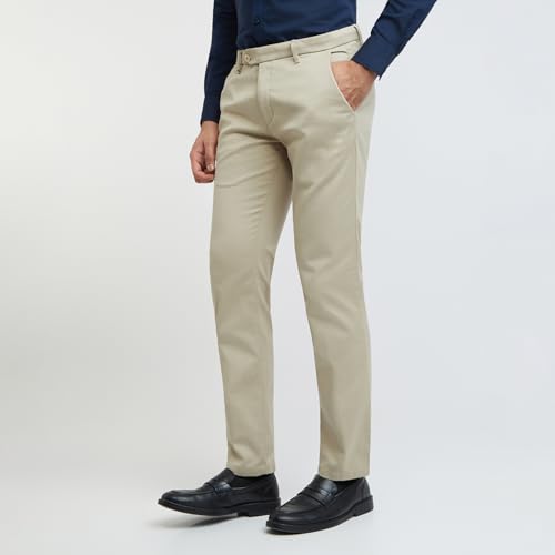 Image of Raymond Men's Pure Cotton Structure Pattern Contemporary Fit Flat Front Casual Trouser