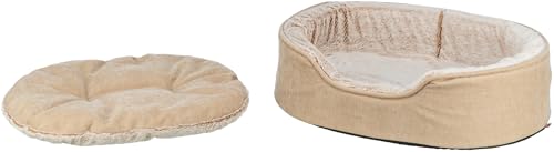 Trixie Cama para Perro Vital Lino, Suave, Ovalada, Almohada ortopédica para Perros en Beige/Crema, 110 x 92 cm, cómoda Cama para Perro con Espuma viscoelástica viscoelástica - 374067 - imagen 5