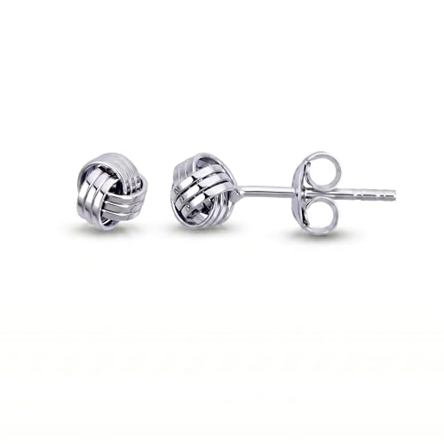 Solid 925 Sterling Silver 5mm Love Knot Stud Earrings for Women | Hypoallergenic Sterling Silver...
