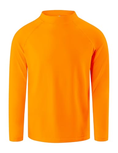 Boys Rash Guard Long Sleeve Swim Shirt UPF+ 50 Rashguard for Kids Teen Quick Dry Sun Protection Swimming Wear for Surfing 12-14Y Orange
