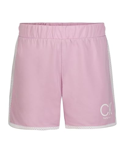 Calvin Klein Girls' Performance Running Shorts, Quick-Drying Mesh, Elastic Waistband & Pull-On Style, Orchid Bouquet, 12-14 - image 1