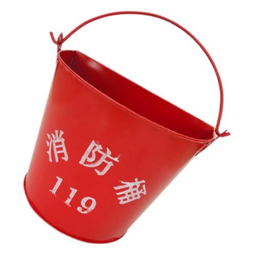 Veemoon Bucket Handle Fire Extinguisher Tags Storage Pail for Fire Safety Semi-circular Iron Bucket