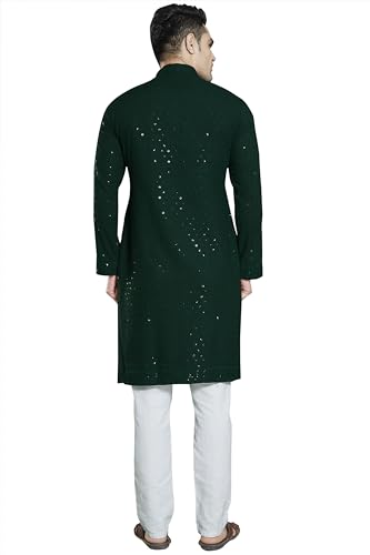 Image of DIVISIVE Men's Sequince Embroidered Cotton Blend Slim Fit Kurta Pyjama Set