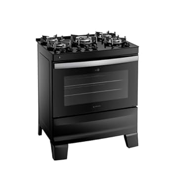 Fogão 5 Bocas Preto com Mesa de Vidro Atlas Agile Up Bivolt