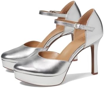 Naturalizer Womens Crissy Platform Ankle Strap Pump Silver Leather 8.5 W | Image 3