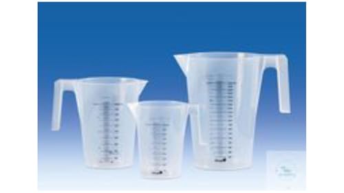 Vidrio dosificador apilable Vitlab®, PP, escala negra impresa a doble cara, 250 ml, diámetro 75 mm, altura 115 mm