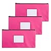NICKANG 3 Pack Pink Money Bag with Zipper for Cash | 11.25″ x 6.25″ | Bank Deposit Bags with Zipper, Cash bags, Cash Register bag, Money Pouchs. (3 Pink)