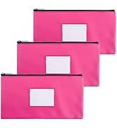 NICKANG 3 Pack Pink Money Bag with Zipper for Cash | 11.25" x 6.25" | Bank Deposit Bags with Zipp...