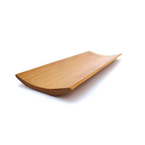 Reusable Bamboo Carbonized Brown Rectangle Sushi Serving Tray Plate - 10 Pieces