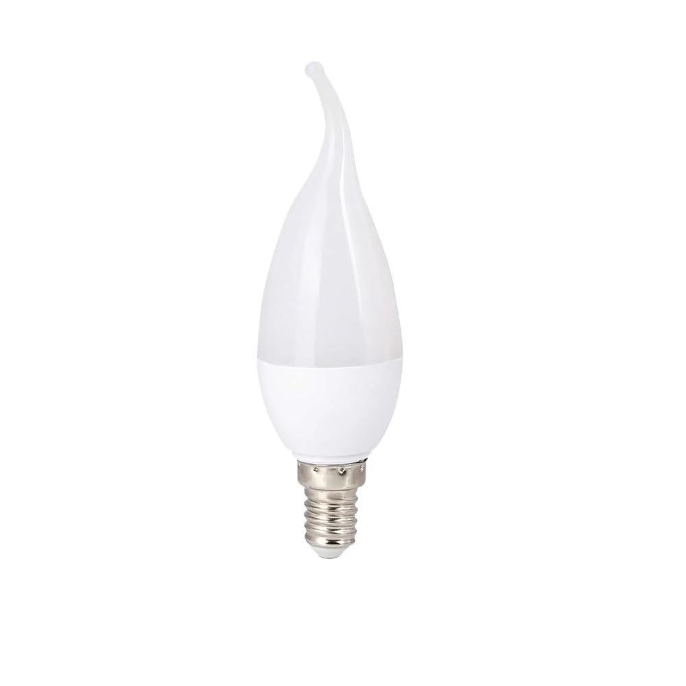 fortunate lights Pack of 10, LED Candle Light Bulb AC85-265V E12/E14/E27/B22 3W 2835SMD Flame Tip Chandelier Lamp(Warm White,E12 Flame)