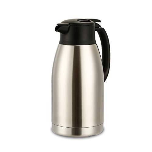 caihuashopping Kaffeekanne 1.9L Vakuum Isoliergefäß Thermoskanne Edelstahl Doppelschicht Isoliergefäß Kaffee Saft Milch Tee Getränk Thermoskanne/Isolierkanne (Color : Silver)