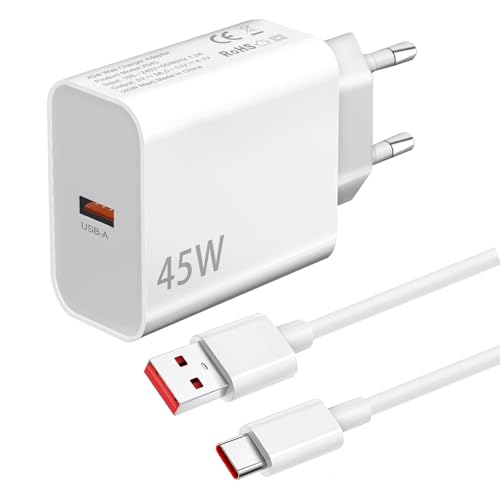 45W Chargeur Rapide avec Cable pour Xiaomi Redmi Note 15 Pro/14 Pro+ 5G/13 12 11 11S Redmi 15C 14C 13C 12C A5 A3 Xiaomi 17 15 14 15T 14T 13T 12T 11T 12...