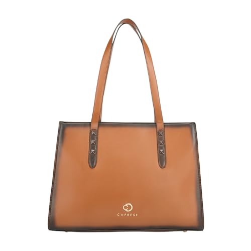 Image of Caprese Dee Large Laptop Compatible Tote Bag for Women with Multi Compartments | Stylish Shoulder Bag with Premium Metal Letter Logo | Perfect for Daily Use Work, Office & Professionals