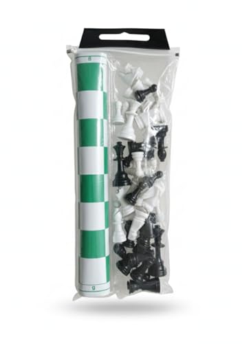 Image of 18 inch Vinyl Chess Set, Foldable Tournament Style Chess Board for Kids & Adults, Durable Vinyl Mat Chessboard, Portable Chess Board, Beginners & Professionals, Classic Board Game