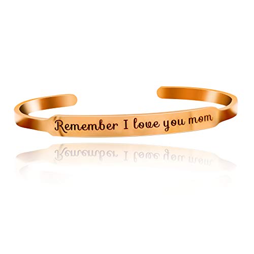 Image of Uloveido Charm Comfort Fit Stainless Steel Bangle Remember I Love You Mom Initial Cuff Bracelet Mother Day Mother's Gifts Y458