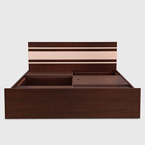 Image of Hometown Optimas King Bed with Box Storage in Dark Choco Colour (Engineered Wood, Dark Choco)