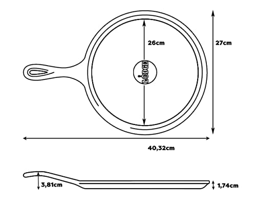 Lodge Round Griddle 10.5 Inhes Diam 1/2"Deep (L90G3) - Cast Iron, Black