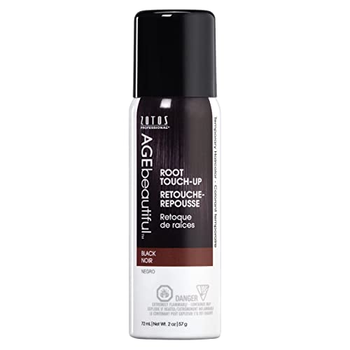 AGEbeautiful Root Touch-Up Spray Temporary Hair Color, Cover Up Gray Concealer, Black