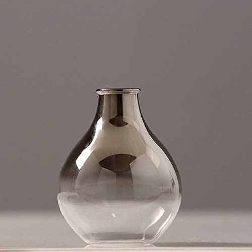Jarrón nórdico de cristal con diseño de flores nórdicas, creativo, plateado, degradado, inserto seco, para escritorio, terrario, joyería, decoración, soporte para plantas (A)