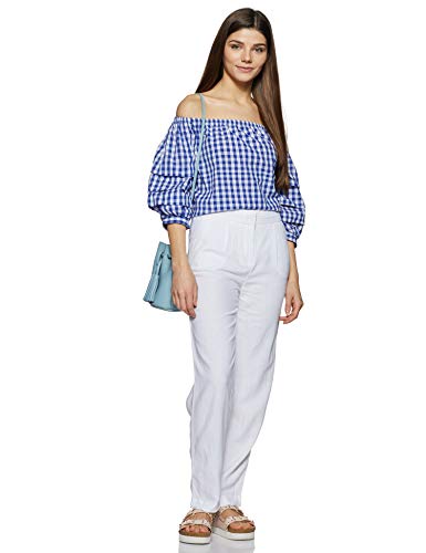 Image of Marks & Spencer Linen Blend Women's Solid High Rise Regular Fit Trouser