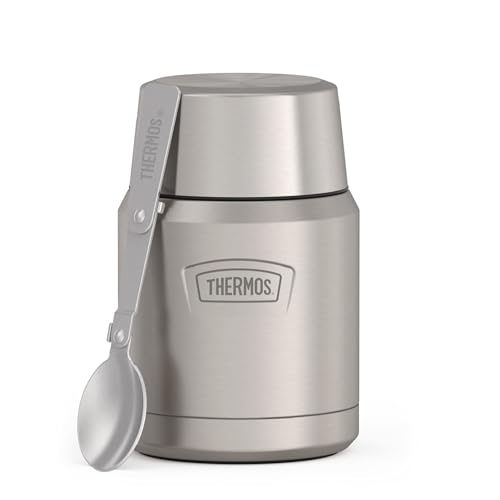 Image of THERMOS ICON Stainless Steel Food Jar with Spoon, 16 Ounce, Matte Stainless