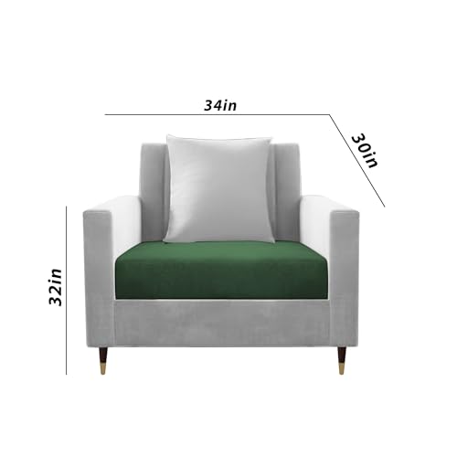 Image of Casaliving Garcia 1 Seater Sofa Set for Living Room (Green Grey Colour) Premium Fabric Sofa