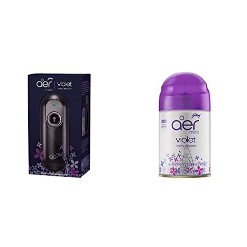 Image of Godrej aer Matic, Automatic Air Freshener Kit With Flexi Control - Violet Valley Bloom (225 Ml) And Automatic Air Freshener Refill Pack - Spray