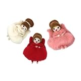 KONTONTY 3stücke Selbstgemacht Wollfilz Elfenpuppen Schlüsselanhänger Handgefertigt Mit Engelsmädchen Motiv Multifunktional Als Weihnachtsdeko Und Kreatives Bastelset Für Jung Und Alt