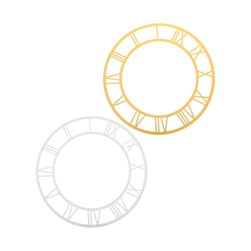 STOBAZA Lot de 2 Cadrans D’Horloge Murale en Acrylique Miroir Rond 30 CM Chiffres Romains Autocollants Couleurs Argenté Miroir et Or Foncé Stickers Muraux...