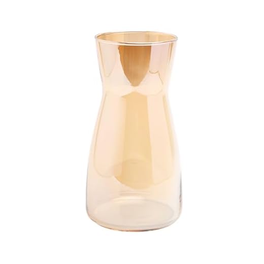 Vaso per fiori in vetro, vaso in vetro trasparente, altezza 20 cm Vaso in vetro per la decorazione della tavola, vaso decorativo per erba pampa, tulipani, orchidee, rose, fiori secchi (ambra)