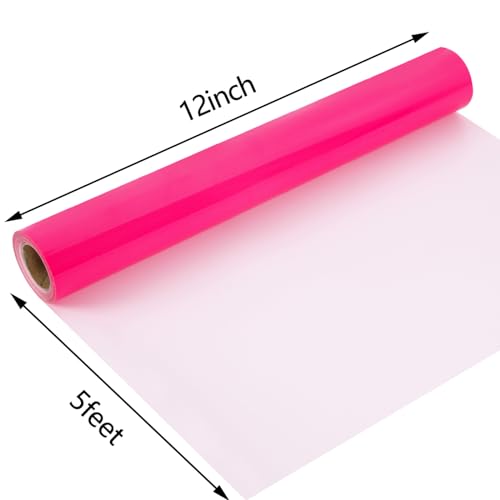 Image of guangyintong Glow in The Dark Heat Transfer Vinyl Rolls, 12 inch x 5ft Luminous Pink Iron on Vinyl for T-Shirts, PU Elastic HTV Vinyl for All Cutter Machine Easy to Cut & Weed for Cool Costumes /Design