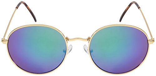 Edge I-Wear Round Metal Frame Sunglasses with Color Mirror Lens B5106-REV2