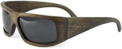 Tiger Paw - Sport Bamboo Sunglasses with Polarized Lenses (Wrap Arounds) (Dark Brown, Black)
