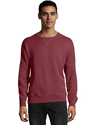 Hanes Big Mens ComfortWash Garment Dyed Fleece Sweatshirt, L, Cayenne