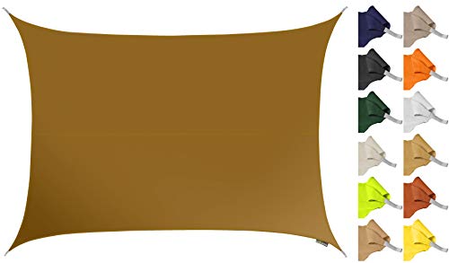 Kookaburra 5m x 4m Rectangle Water Resistant Garden Patio Sun Shade Sail Canopy 96.5% UV Block with Free Rope (Mocha Brown)