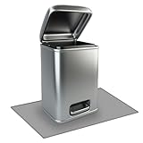 Tinideya Waterproof Trash Can Mat with Raised Edge Non Slip Under Garbage Mat Trash Can Pads Protective Silicone Rubber Tray for Kitchen to Avoid Spills Floor Scratches(Gray,11.8" X 18.9")