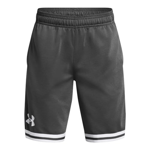Under Armour Boys' 8-Inch Perimeter Basketball Shorts, 025 Gray, YSM