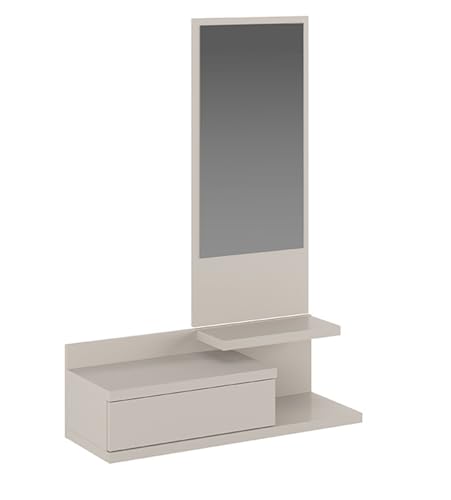 PEGANE Buffet d'entrée, Meuble d'entrée Coloris Beige + Miroir - Longueur 81 x Profondeur 27,40 x Hauteur 116 cm