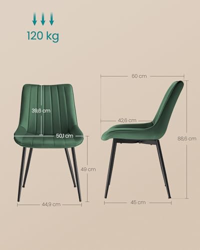 SONGMICS-Esszimmerstuhl-2er-Set-Kuchenstuhl-SamtPolsterstuhl-bis-120-kg-belastbar-Stahlbeine-Gebogene-Ruckenlehne-fur-Esszimmer-Kuche-grun-tintenschwarz-LDC090C01 | Dealmeister.io Alt tag für bilder post titel
