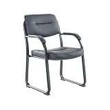 HFTEK - Chaise de Bureau avec Cadre en métal, accoudoirs, avec revêtement en Simili Cuir et Rembourrage de Haute qualité, idéale pour Le Bureau ou homeoffice - Noir (FYI5026A)