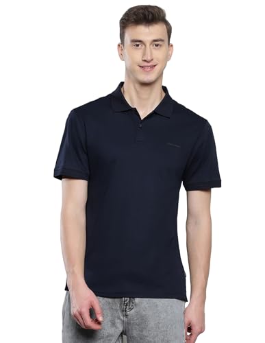 Calvin Klein Camisa polo masculina Liquid Touch, Safira escura, P