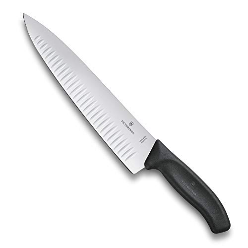 Victorinox Swiss Classic Cuchillo de trinchar con filo alveolado, fabricado en acero inoxidable, apto para el lavavajillas y de color negro