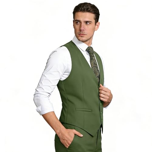 Image of Alizeal Mens Classic Solid Color Business Suit Vest Regular Fit Tuxedo Waistcoat for Wedding