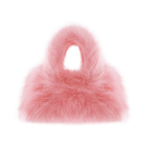 Bolso de mano de piel sintética peluda para mujer miniatura 1