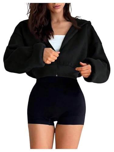 SOLY HUX Women's Zip Up Hoodies Crop Sweatshirt Jacket Long Sleeve Shirts Outerwear Fall Outfits - Main Image