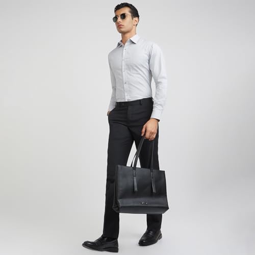 Image of Raymond Men's Pure Cotton Structure Pattern Slim Fit Semi Cutaway Collar Full Sleeve Formal Shirt
